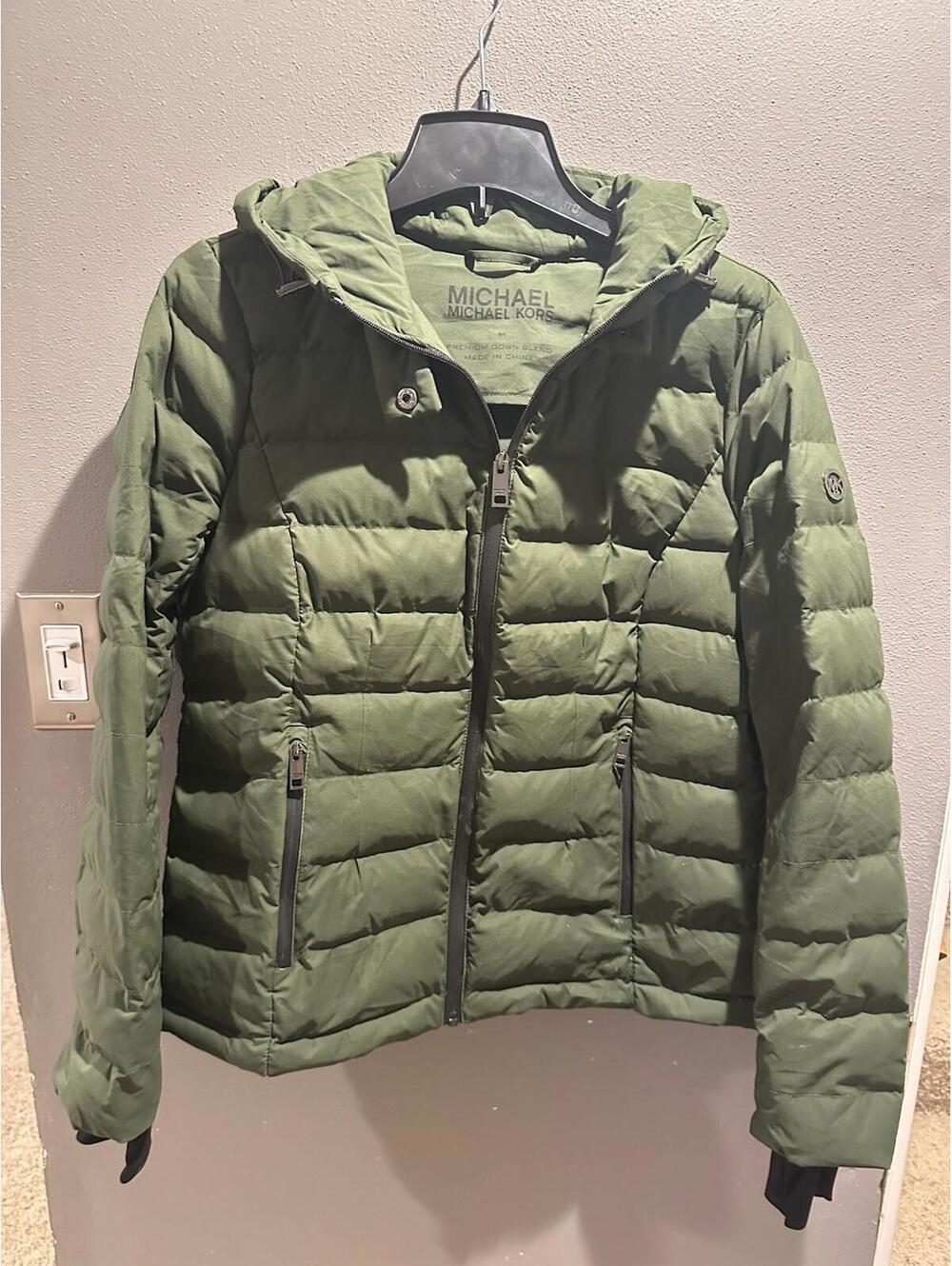 Michael Kors Olive Green Jacket Down Blend Medium Women’s